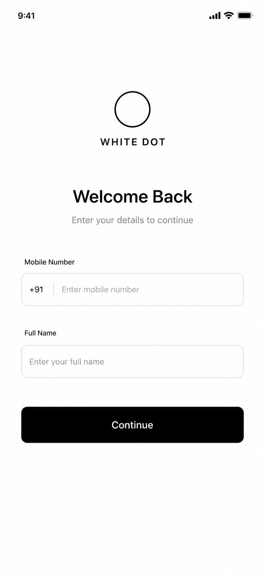 Welcome screen